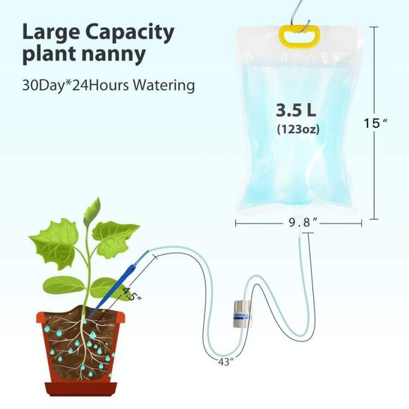 3.5L IV Plant Life Drip Watering Bag with Adjustable Automatic Plant Watering - Picture 9 of 14